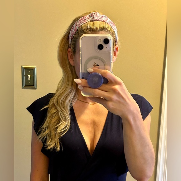 NWOT Aqua & Pink Paisley Print Top Knot Headband - Picture 5 of 5